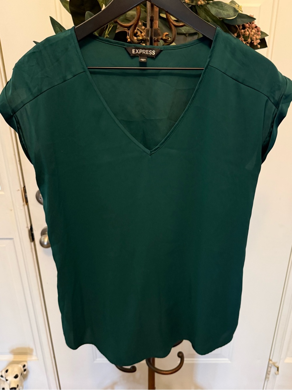 Express Emerald Green Jewel Tone Blouse Top SS M